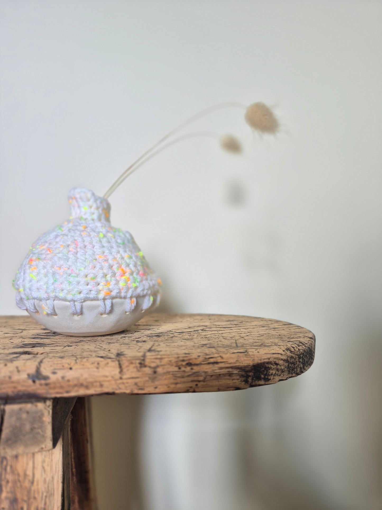 Vase Grès Crochet blanc