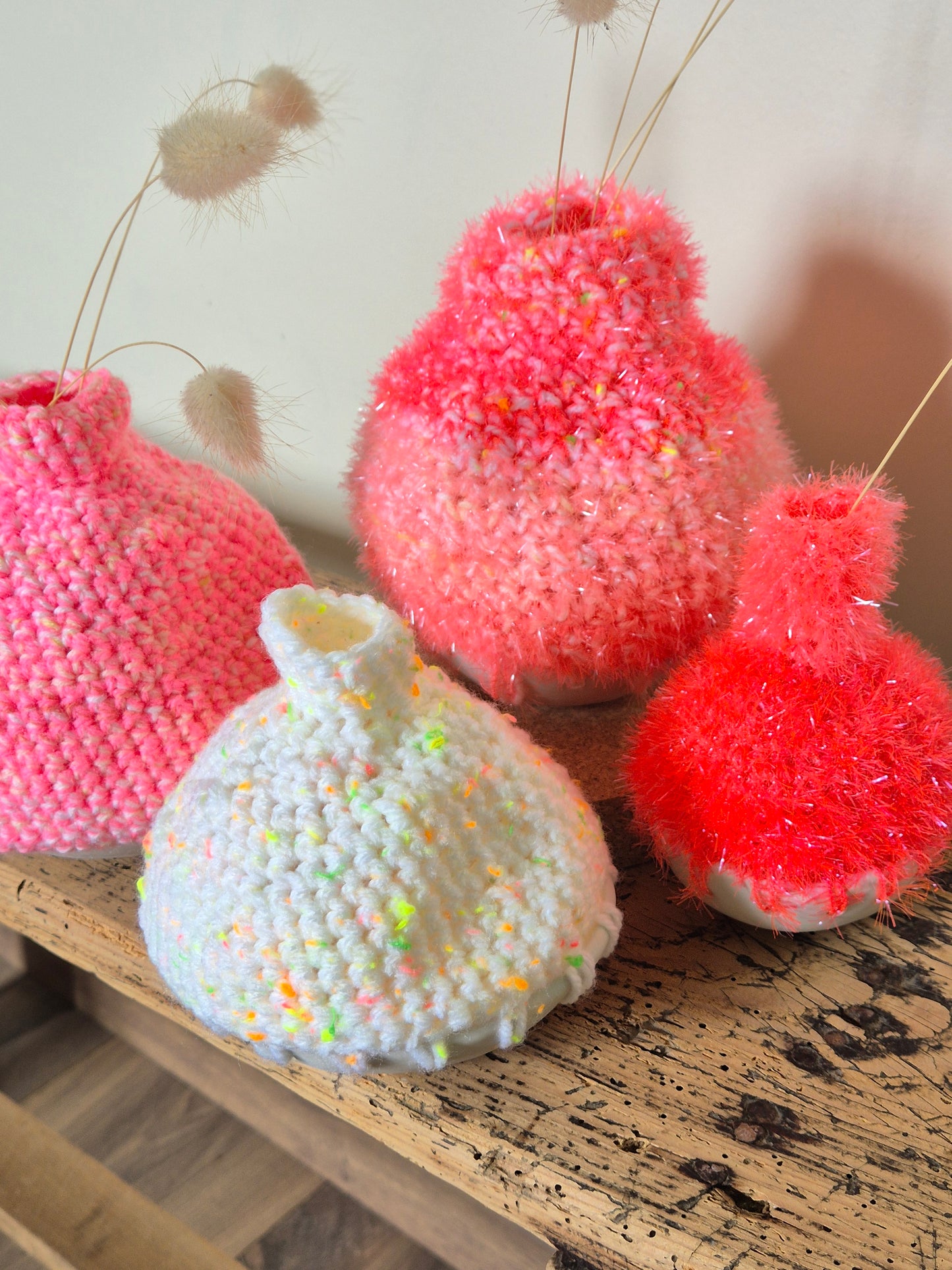 Vase Grès Crochet rose G