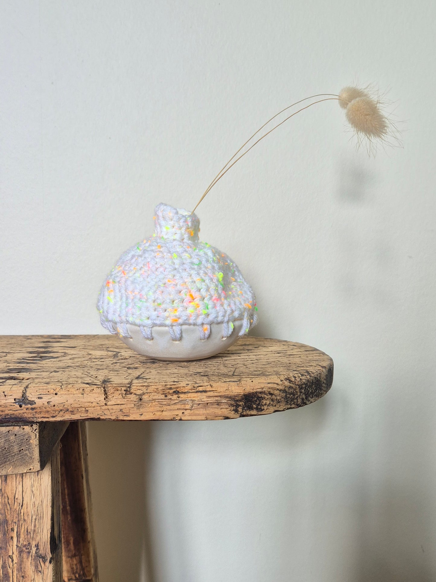 Vase Grès Crochet blanc