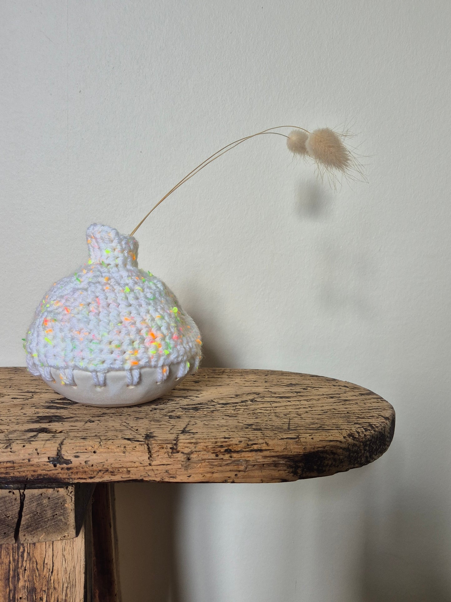 Vase Grès Crochet blanc
