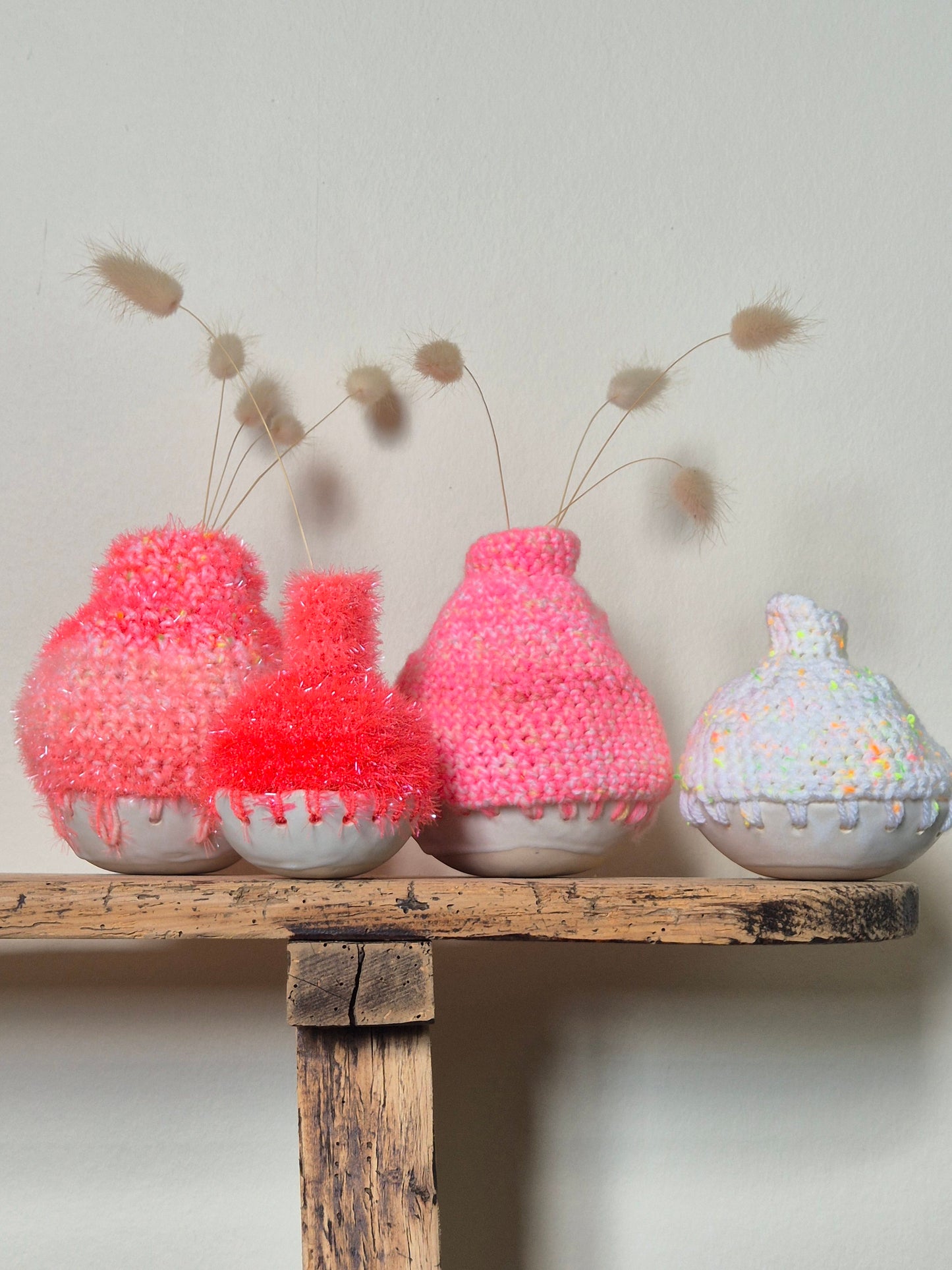 Vase Grès Crochet rose G