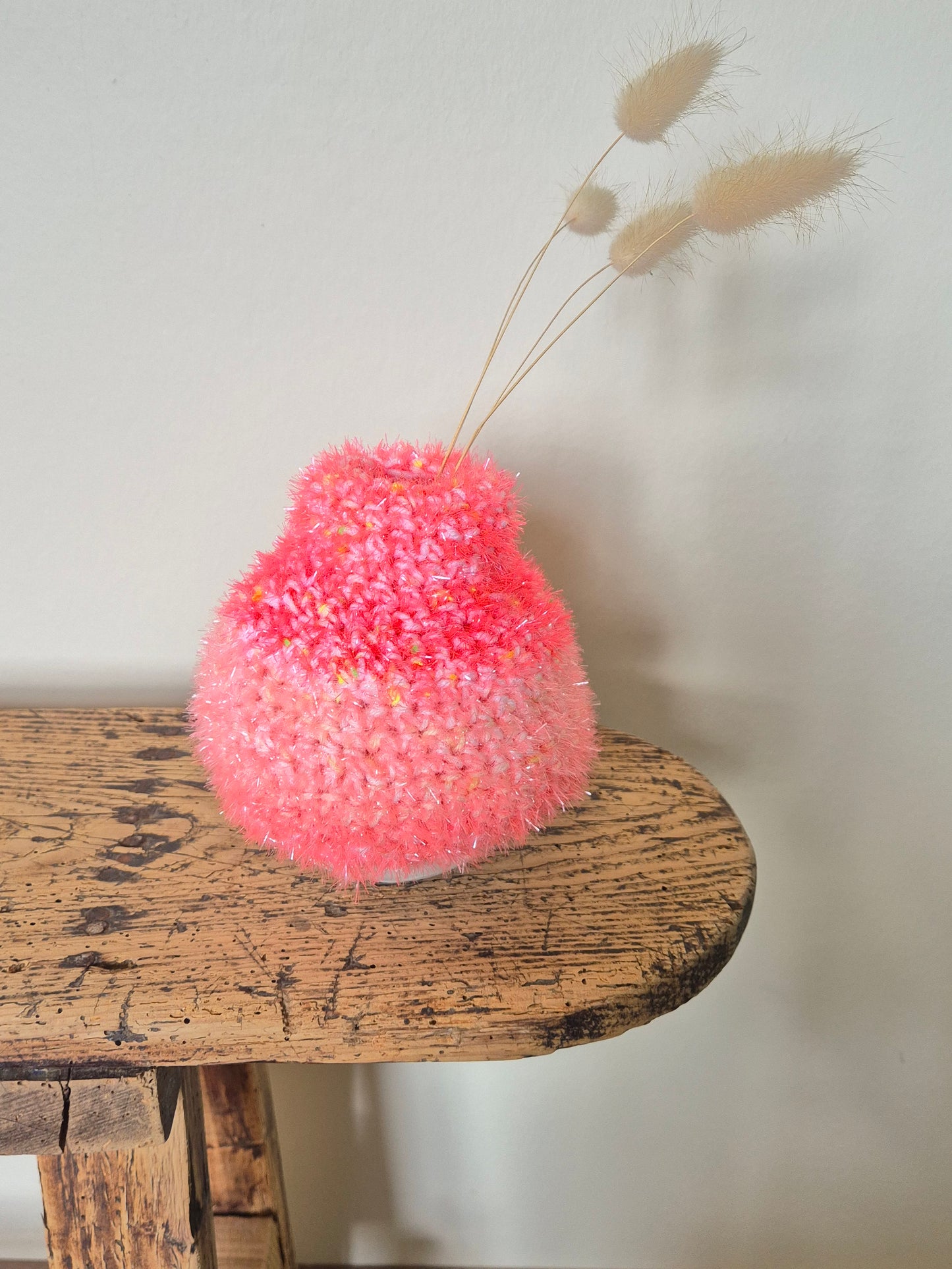 Vase Grès Crochet rose G