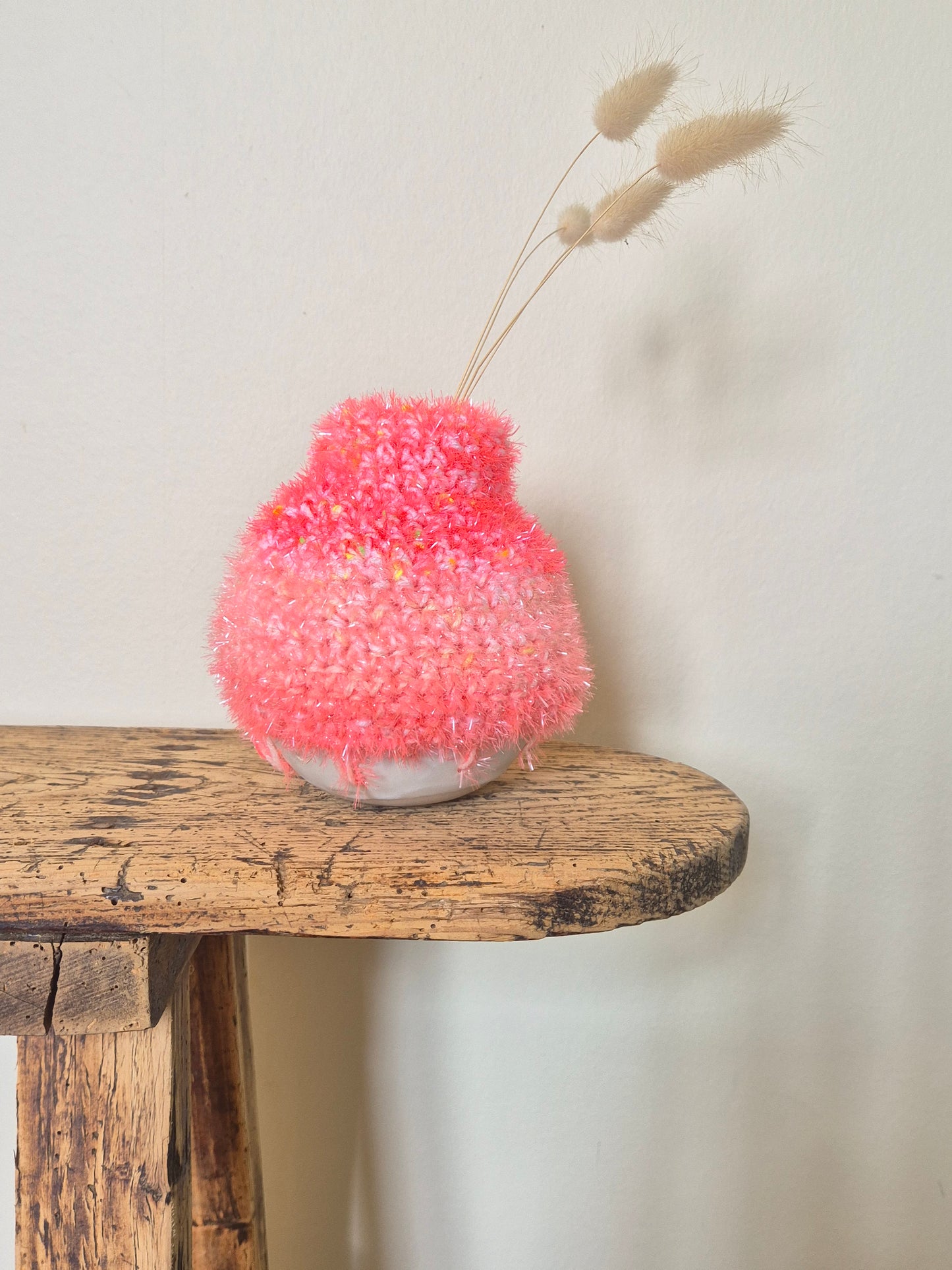 Vase Grès Crochet rose G
