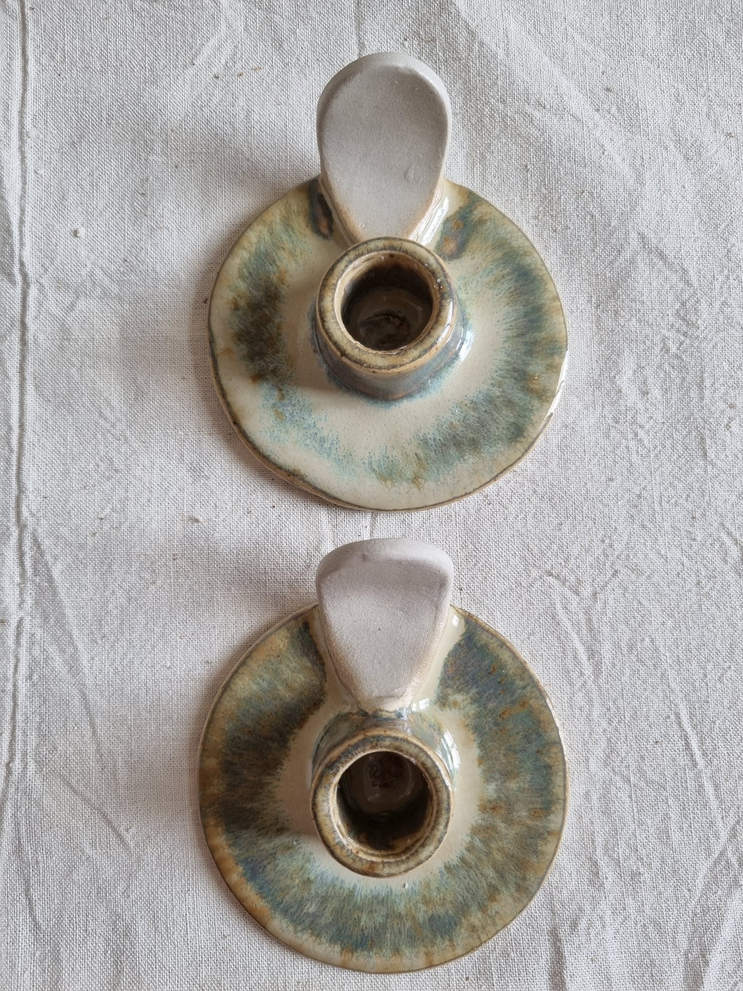 Bougeoirs Bleu/crème