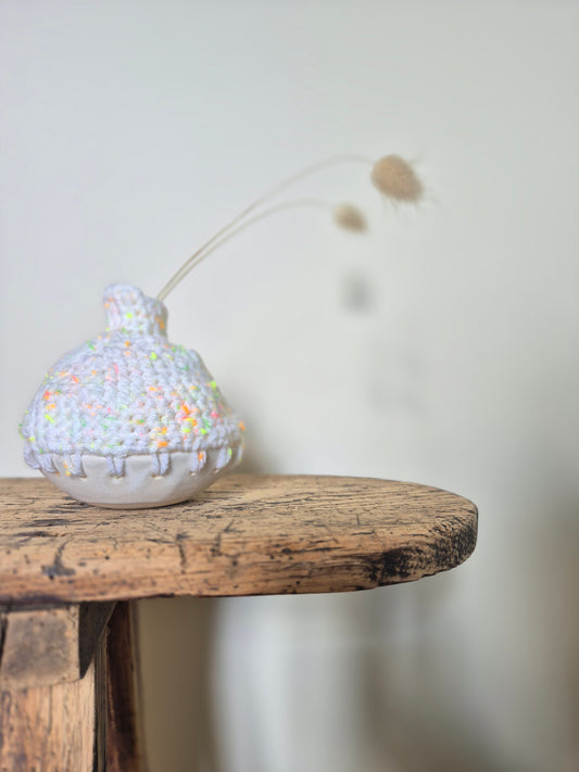 Vase Grès Crochet blanc