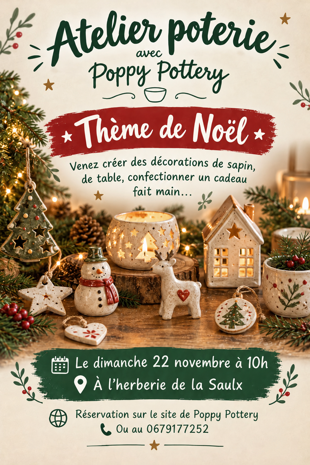 Atelier poterie dimanche 22 Novembre 2026 matin