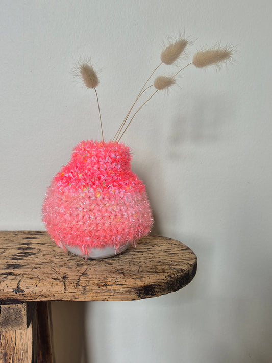 Vase Grès Crochet rose G