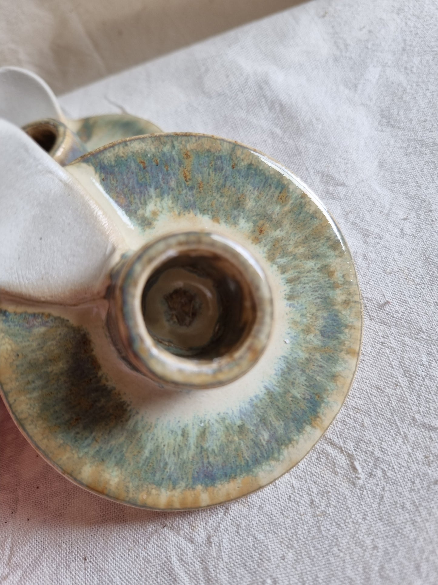 Bougeoirs Bleu/crème